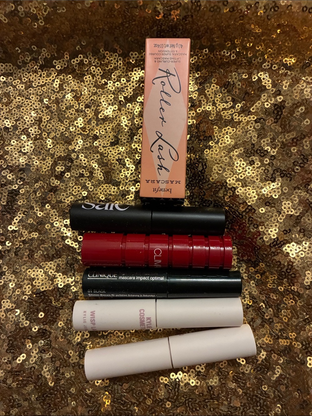 Lot of 6 Mascaras Benefit roller lash NARS Climax Saie Kylie Wisp Clinique